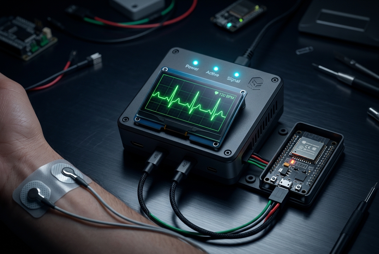 Heartbeat detector device with ECG display